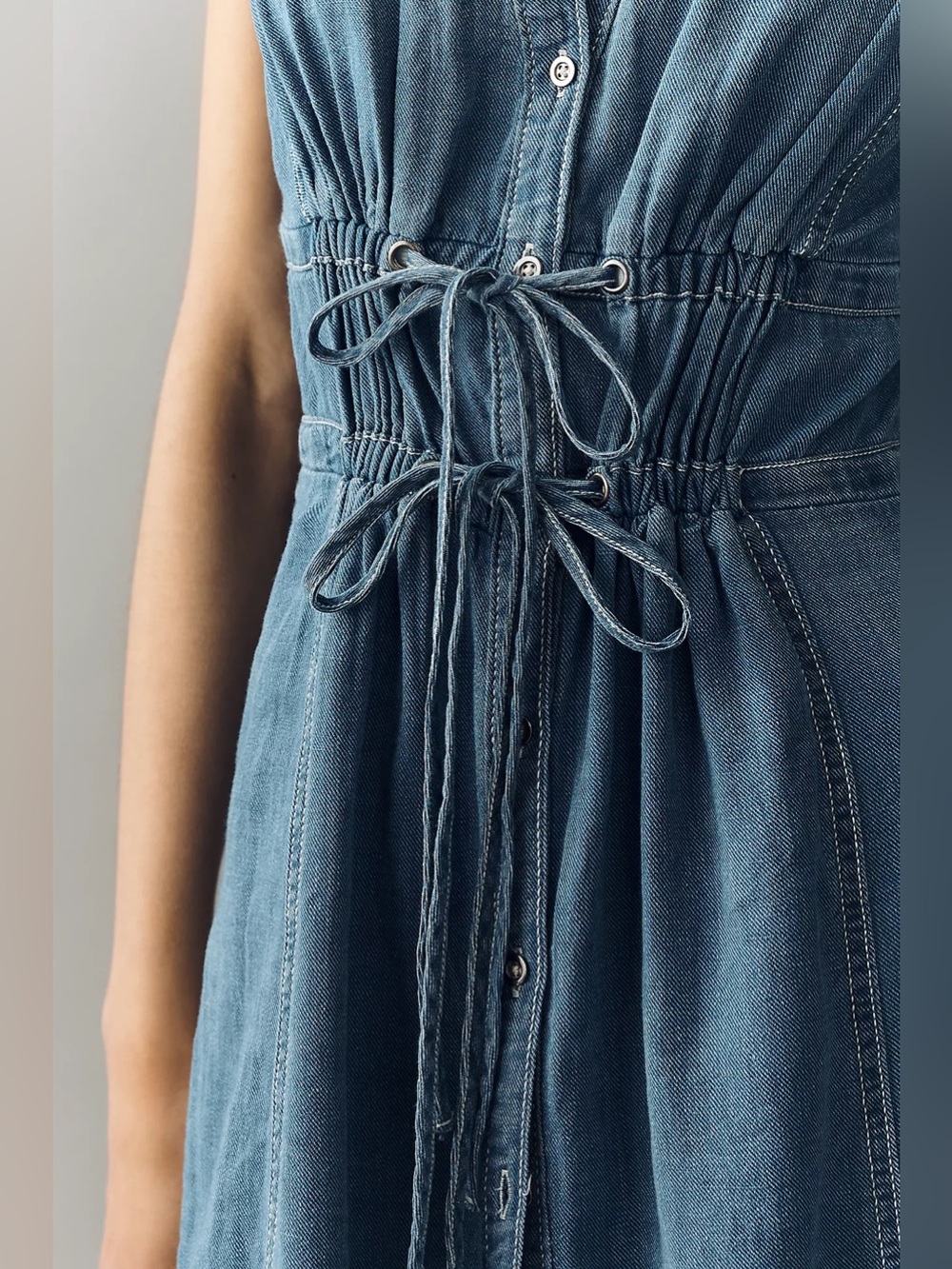 ANTHROPOLOGIE NWT XS Pilcro 100% Cotton Denim Blouse Longline Lightweight Top - Picture 12 of 14